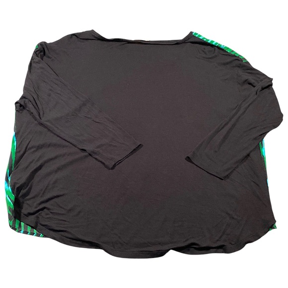 Michael Kors Top Womens 3X Green Black Abstract Ikat Print Boho Artsy Blouse - Picture 6 of 10